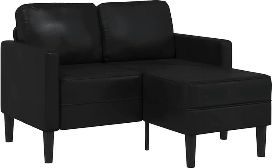 VidaXL Tweezitsbank met chaise longue L-vorm zwart 125 cm kunstleer