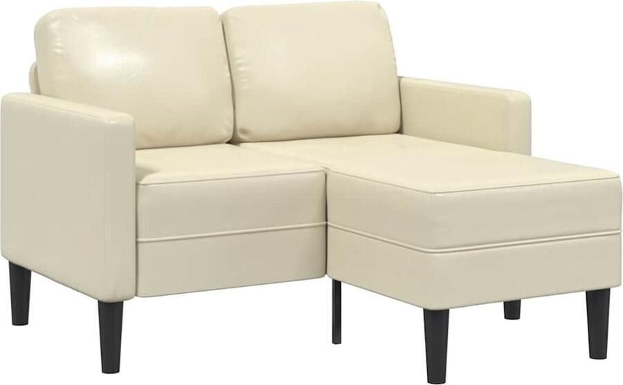 VidaXL 2-zitsbank met ligstoel L-vormig crèmekleurig 125 cm kunstleer