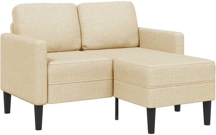 VidaXL 2-zitsbank met ligstoel L-vormig crèmekleurig stof 125 cm