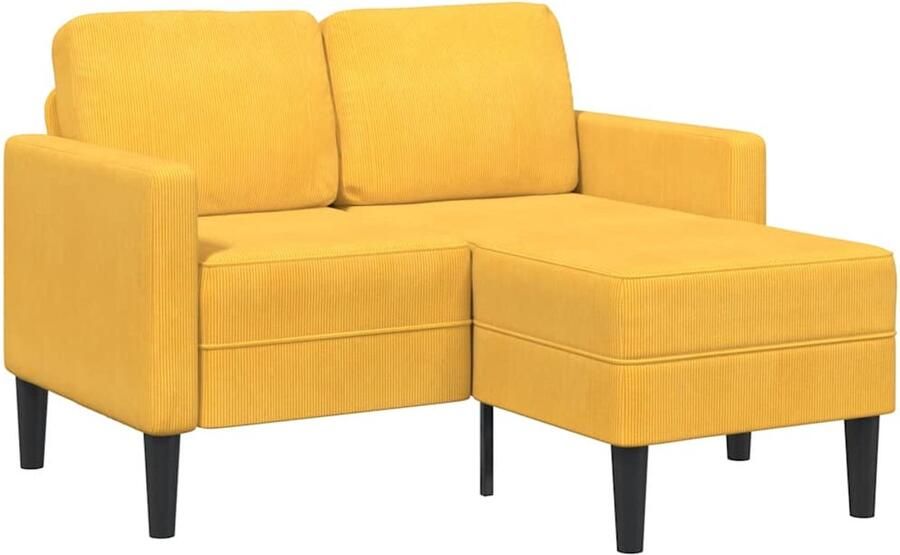 VidaXL 2-zitsbank met ligstoel L-vormig lichtgeel 125 cm linnen