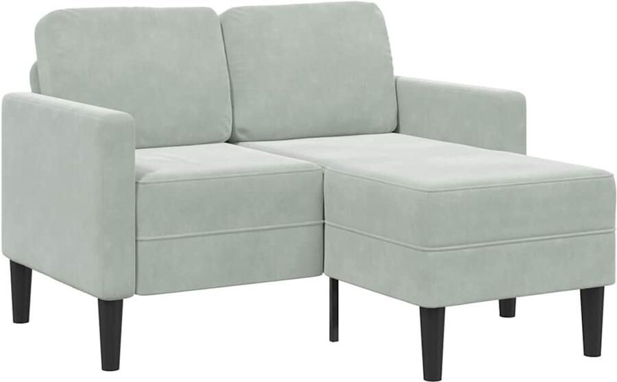 VidaXL 2-zitsbank met ligstoel L-vormig lichtgrijs 125 cm fluweel