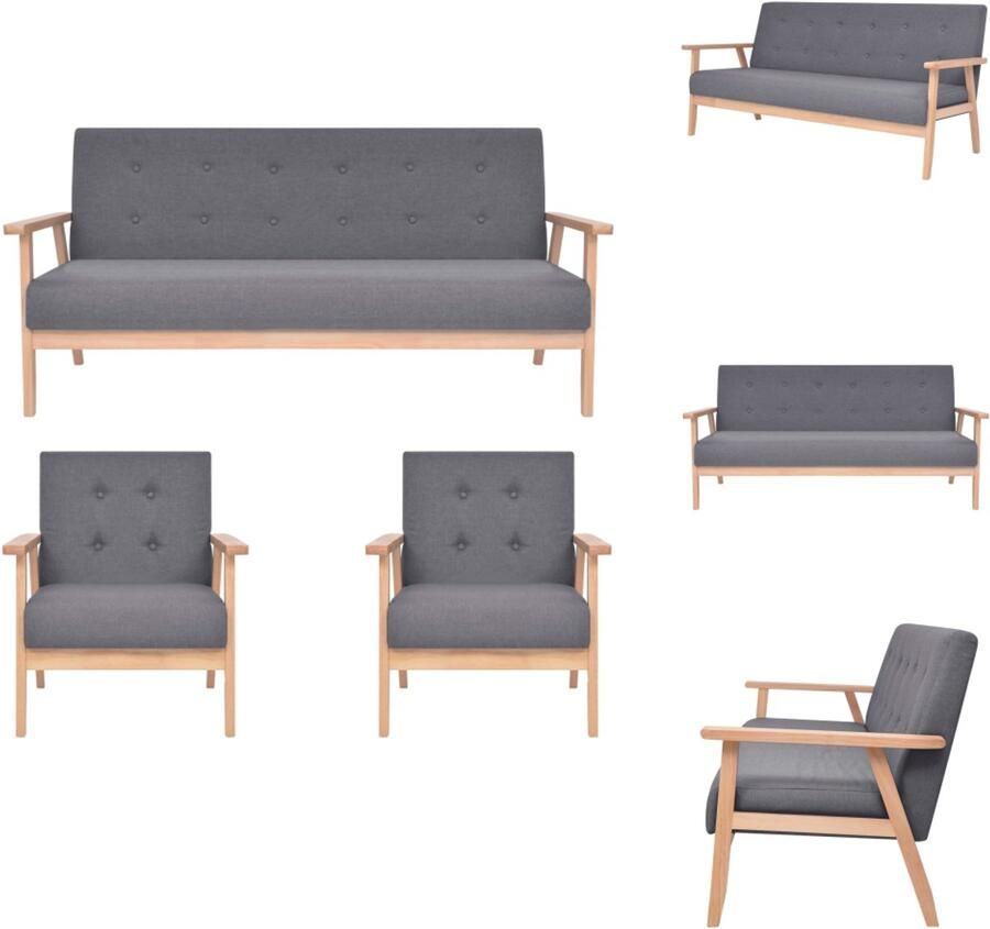 VidaXL -3-delig-Bankstel-stof-donkergrijs