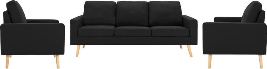VidaXL 3-delig Bankstel Zwart Comfort en Stijl Bankstel Zwarte Sofa Lederlook Bank Loungehoek Zitzitting Woonkamer Meubels Design Bank - Foto 3