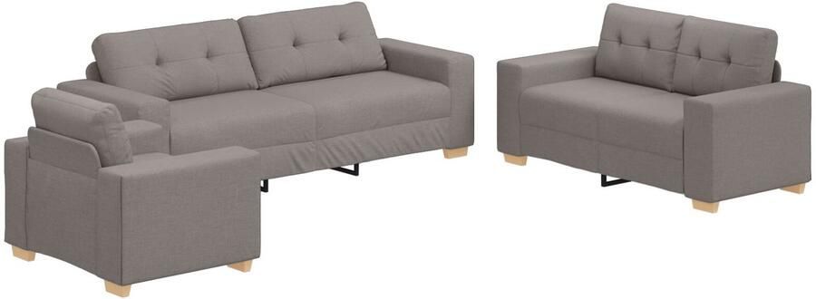 VidaXL Bankenset Set van 3 Taupe Polyester Duurzaam 3-delige bankenset - Foto 2