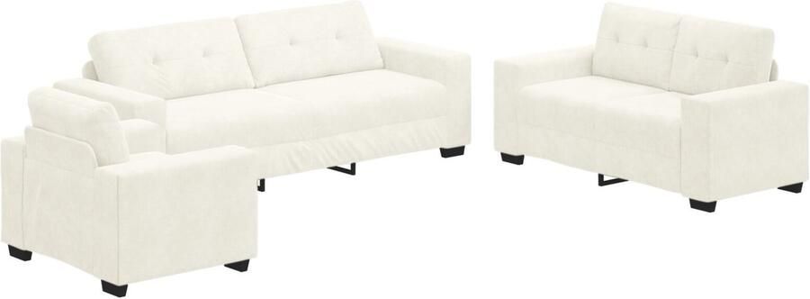 VidaXL 3-delige lounge set met kussens in crème fluweel