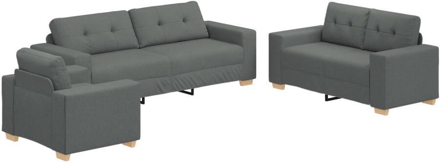 VidaXL Loveset Sofa Set van 3 Donkergrijs Stof Duurzaam Loveset Sofa - Foto 3