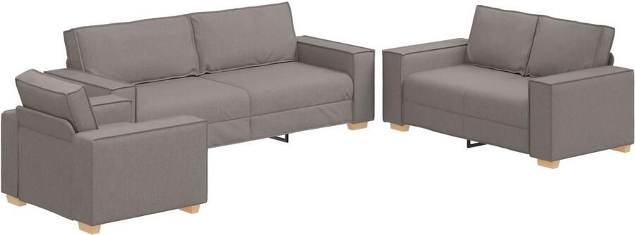 VidaXL Bank Set van 3 Taupe Polyester Zitstoel 99x78x84 cm Bank