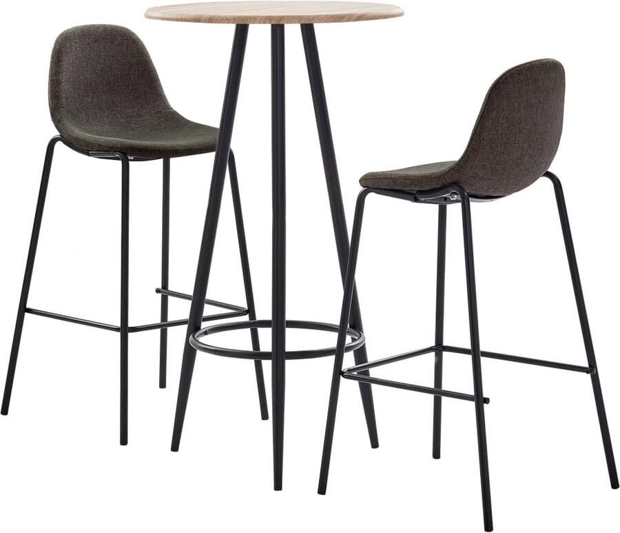 VidaXL 3-delige Barset Donkergrijs Stijlvol Design Bartafel Barstoelen Eiken Meubilair Grijs Meubilair Moderne Barset Kopen Salonmeubels Woonkamerinrichting Dining Furniture