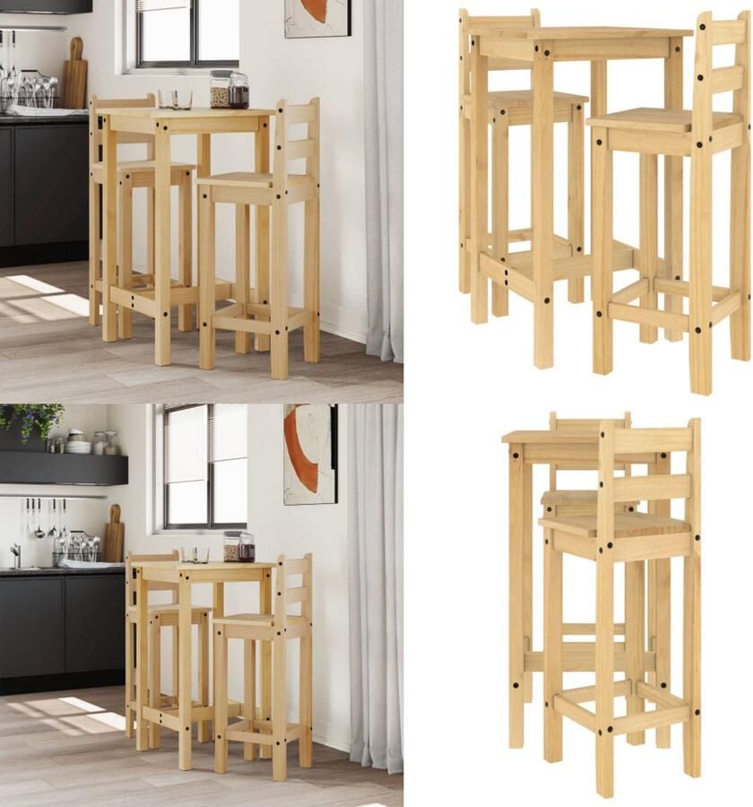 VidaXL 3-delige Barset massief grenenhout Barset Barsets Bistroset Tuinset