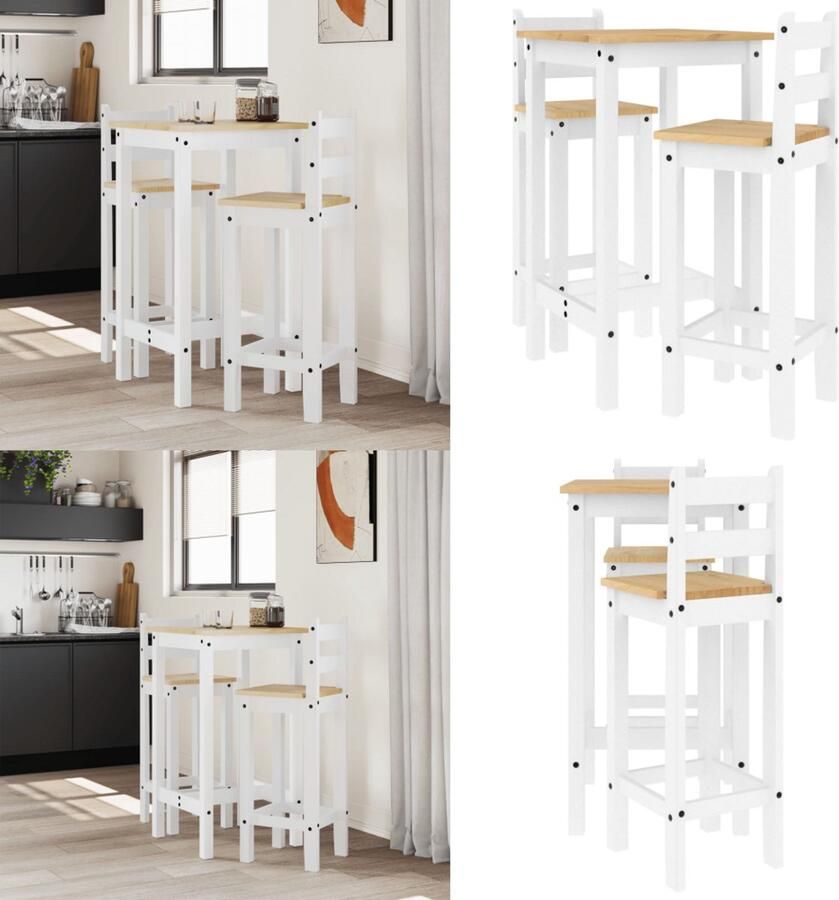 VidaXL 3-delige Barset massief grenenhout wit Barset Barsets Bistroset Tuinset