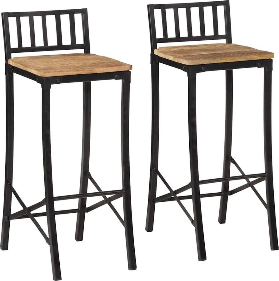 VidaXL 3-delige Barset Massief Mangohout Industrieel Barset Barsets Bar Set Bistroset