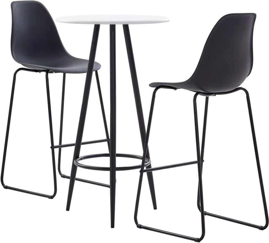 VidaXL 3-delige Barset Wit Zwart Bartafel & Stoelen Bartafel Barstool Eetkamer Set Salon Meubilair Zwarte Bartafel