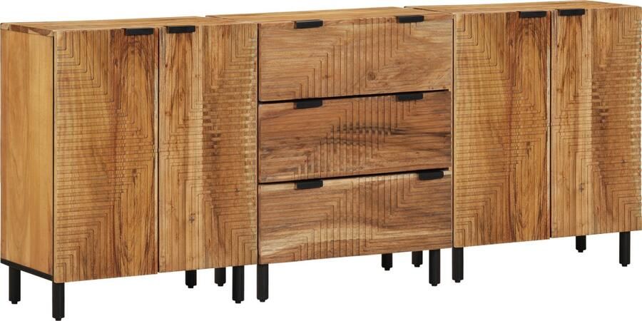 VidaXL 3-delige Dressoir Bruin 60x33x75 cm Massief Hout Acaciahout