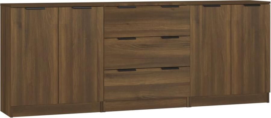 VidaXL Dressoir Set 3-delig Bruineiken Hout Dressoir Meubel Houten Dressoir Bruine Eik Vintage Dressoir