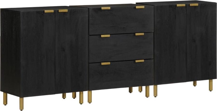 VidaXL 3-delige Dressoirs bewerkt hout zwart