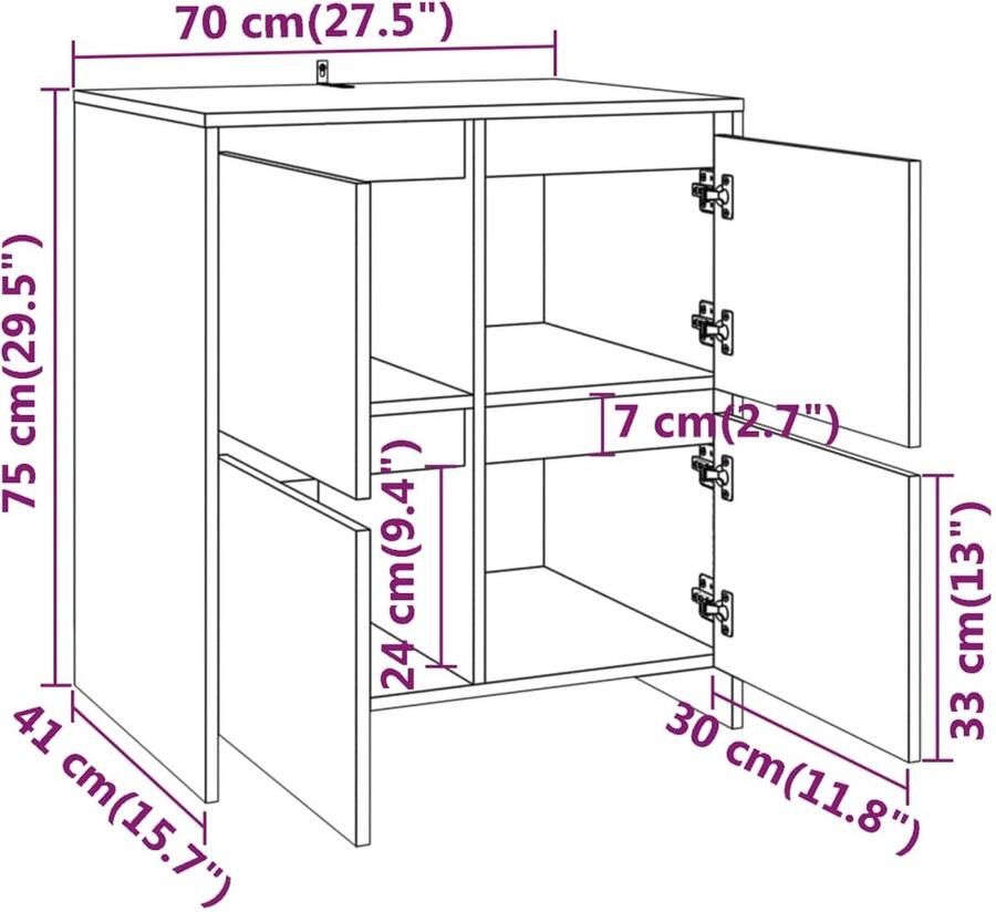 VidaXL 3-delige dressoirset Grijs Sonoma eiken Hout Dressoir Kast Opbergkast Salontafel Woonkamerinrichting