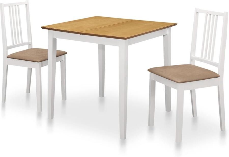 VidaXL 3-delige Eethoek MDF wit Eetkamertafel En -stoel Eetkamertafels En -stoelen Tafel Tafels - Foto 2
