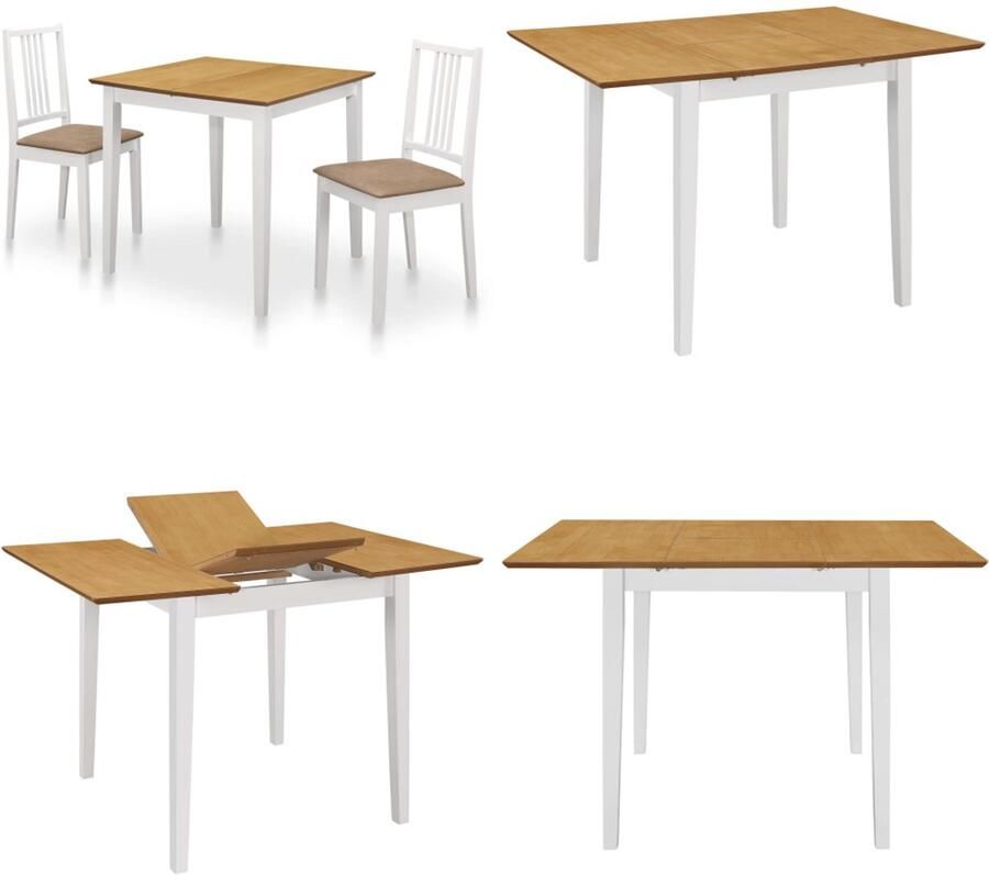 VidaXL 3-delige Eethoek MDF wit Eetkamertafel En -stoel Eetkamertafels En -stoelen Tafel Tafels