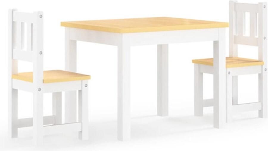 VidaXL 3-delige Kindertafel- en stoelenset MDF wit en grijs - Foto 3