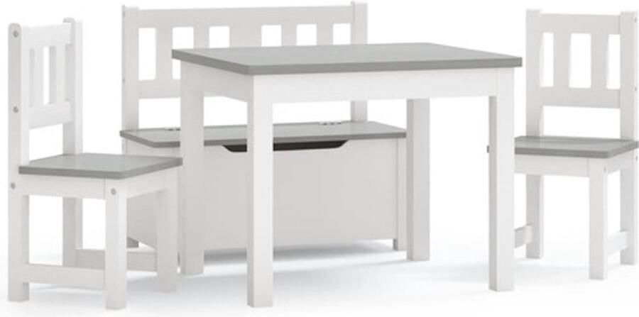 VidaXL 3-delige Kindertafel- en stoelenset MDF wit en grijs - Foto 2
