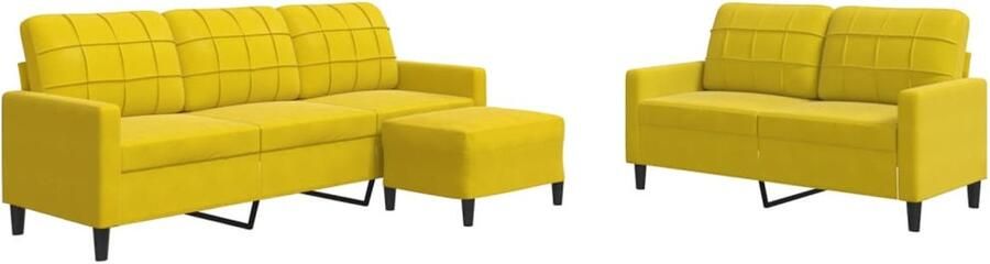 VidaXL 3-delige Loungeset Fluweel Geel Loungeset Bankstel Velours Bank Gelbe Bank Salontafel