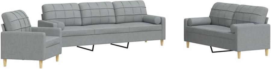 VidaXL 3-delige Loungeset Lichtgrijs Loungeset Tuinlounge Lounge Meubels Buitenkamer Relaxfauteuil