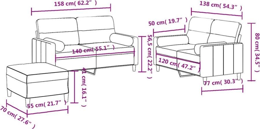 VidaXL 3-delige Loungeset met kussens Bruin Loungebank Tuinset Loungemeubilair Buitendecoratie Relaxstoel