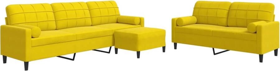 VidaXL 3-delige Loungeset met kussens en bolsters fluweel geel