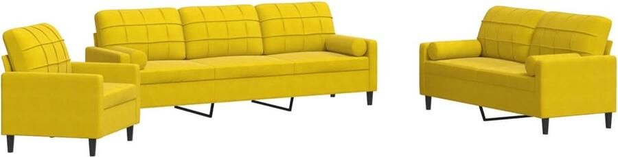 VidaXL 3-delige Loungeset met kussens en bolsters fluweel geel