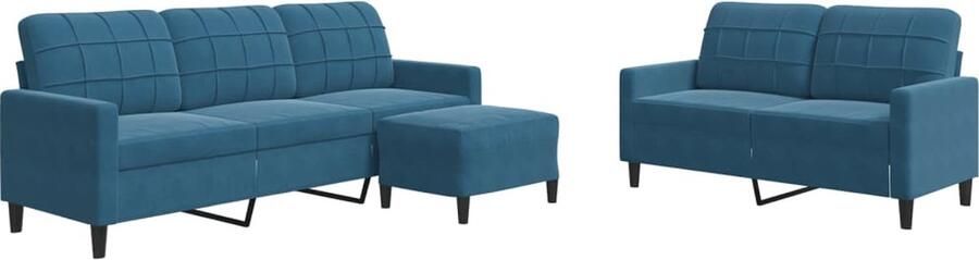 VidaXL 3-delige Loungeset met kussens fluweel blauw