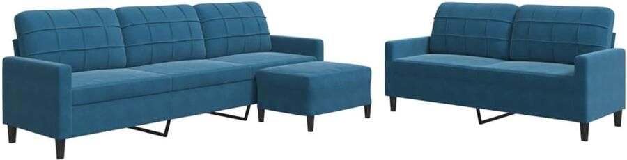 VidaXL 3-delige Loungeset met kussens fluweel blauw
