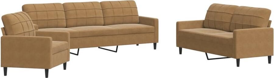 VidaXL 3-delige Loungeset met kussens fluweel bruin