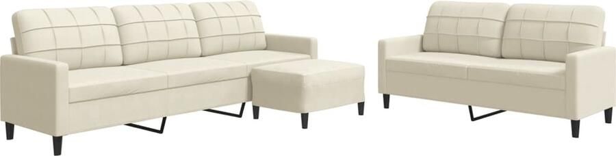 VidaXL 3-delige Loungeset met kussens fluweel crèmekleurig