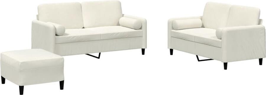 VidaXL 3-delige Loungeset met kussens fluweel crèmekleurig