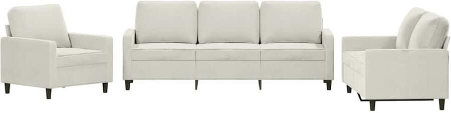 VidaXL 3-delige Loungeset met kussens fluweel crÃ¨mekleurig - Foto 3