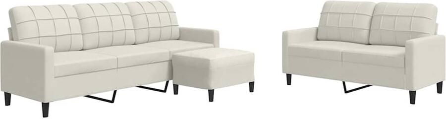 VidaXL 3-delige Loungeset met kussens fluweel crÃ¨mekleurig - Foto 10