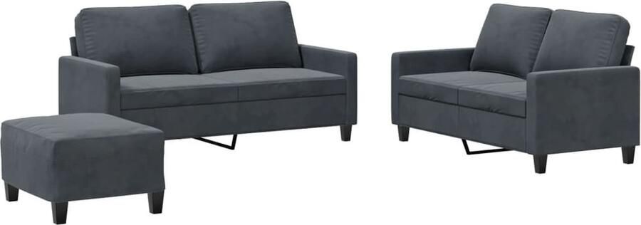 The Living Store Loungeset Zwarte Fluweel 2-Zitsbank 140cm Comfortabel en Stabiel Loungeset Fluweel Sofa Zwarte Lounge Set 2 Persoons Bank Salon Meubilair - Foto 2