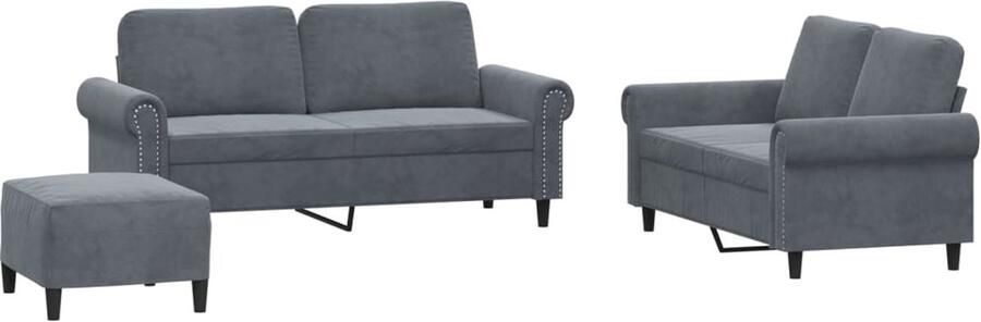 The Living Store Zacht fluwelen 2-zitsbank donkergrijs Comfortabel dik gevoerde zitting Zweezitbank Lounge Set Fluweel Sofa Donkere Grijze Bank Comfortabele Bank - Foto 2