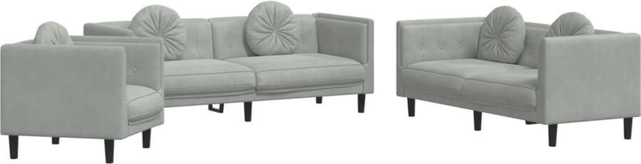 The Living Store Bank Fluweel Lichtgrijs Comfortabele Zitervaring Zacht en Stijlvol Multiplex Massief Hout 2 â- Persoons Bankâ Lounge Set Fluweel Sofa Grijze Bank 2 Persoons Bank 3 Persoons Bank - Foto 2
