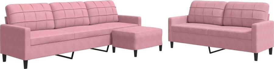 VidaXL 3-delige Loungeset met kussens fluweel roze