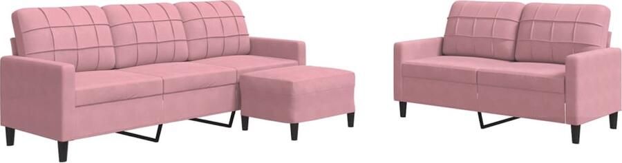 VidaXL 3-delige Loungeset met kussens fluweel roze