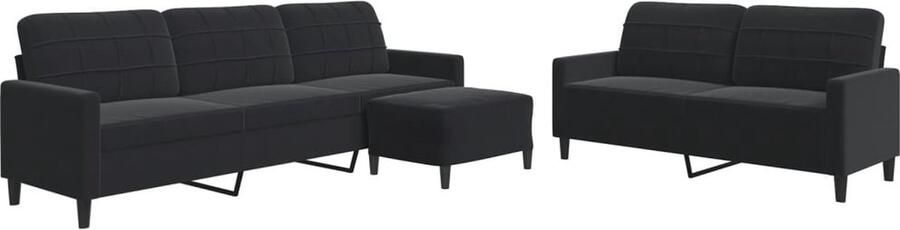 VidaXL 3-delige Loungeset met kussens fluweel zwart