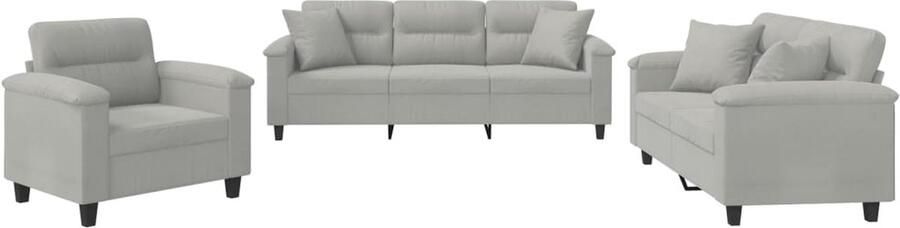 VidaXL 3-delige Loungeset met kussens lichtgrijs Loungebank Bankstel Hoekbank Tuinset Buitenmeubilair