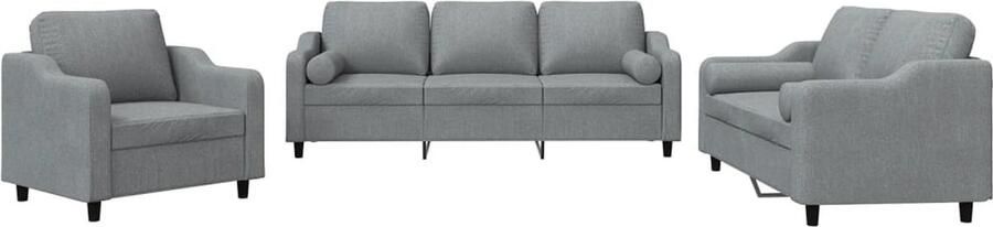 The Living Store Loungeset Grijze Stof Comfortabel Zitmeubel met Rolkussens Loungeset Tuinlounge Lounge Meubels Buitenset Loungebank - Foto 2