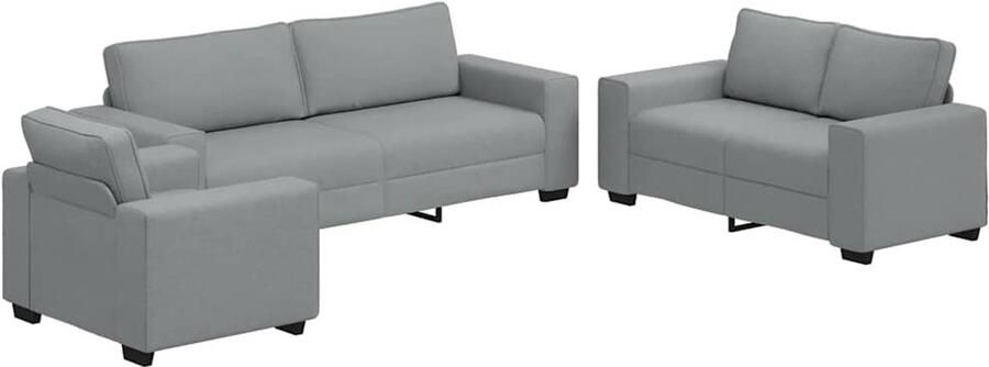 VidaXL 3-delige Loungeset met kussens stof lichtgrijs