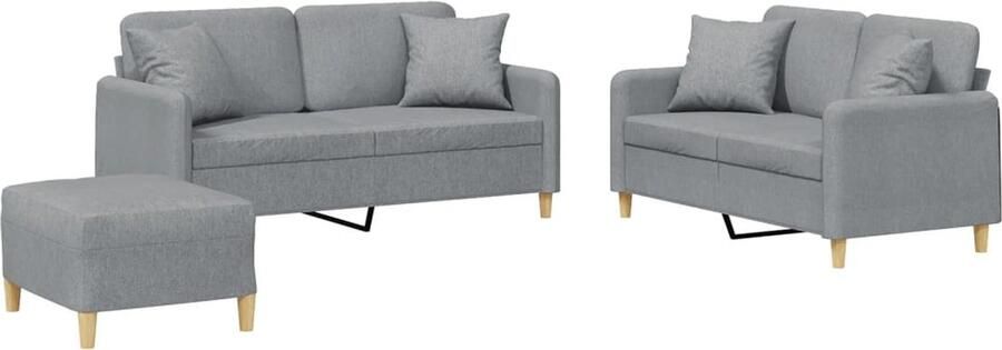 The Living Store Loungeset Light Grey 2-zitsbank 140 cm Comfortabele Zitervaring Loungeset Tuinset Buitenset Lounge Sofa