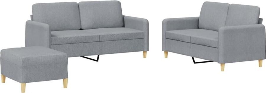 The Living Store Loungeset 2-zitsbank 140 cm Lichtgrijs met Dik Gevoerde Zitting Loungeset Bankstel 2 Persoons Bank Licht Grijs Meubilair Lounge Set