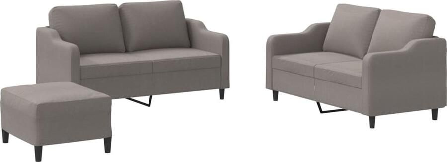 VidaXL 3-delige Loungeset met kussens stof taupe