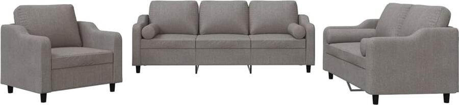 VidaXL 3-delige Loungeset met kussens stof taupe