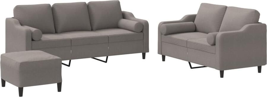 VidaXL 3-delige Loungeset met kussens stof taupe